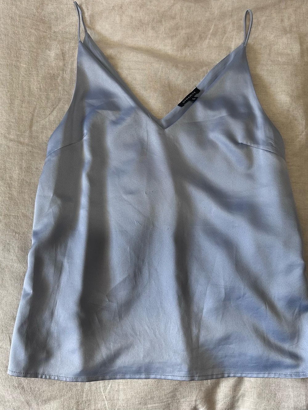 Dynamite Light Blue Satin V-Neck Cami